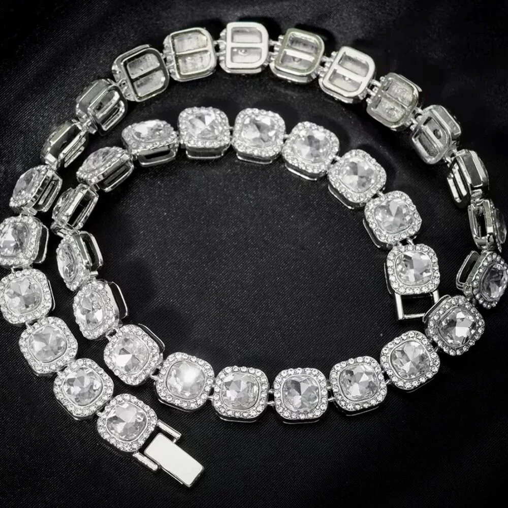 ⭐ Large 22" Long Iced Out Diamond 46 Ctw. Chain 13mm Wide 18k White Gold ⭐ - Picture 1 of 4